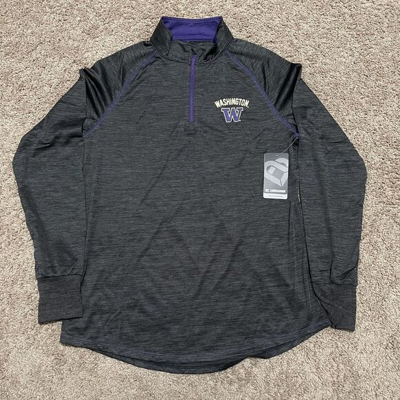 Colosseum Tops - University of Washington Huskies Sweatshirt Womens XL Charcoal Grey 1/4 Zip NCAA